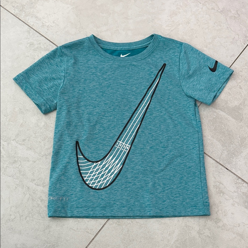 Nike Teal Short-Sleeve Tee with Large Swoosh Graphic